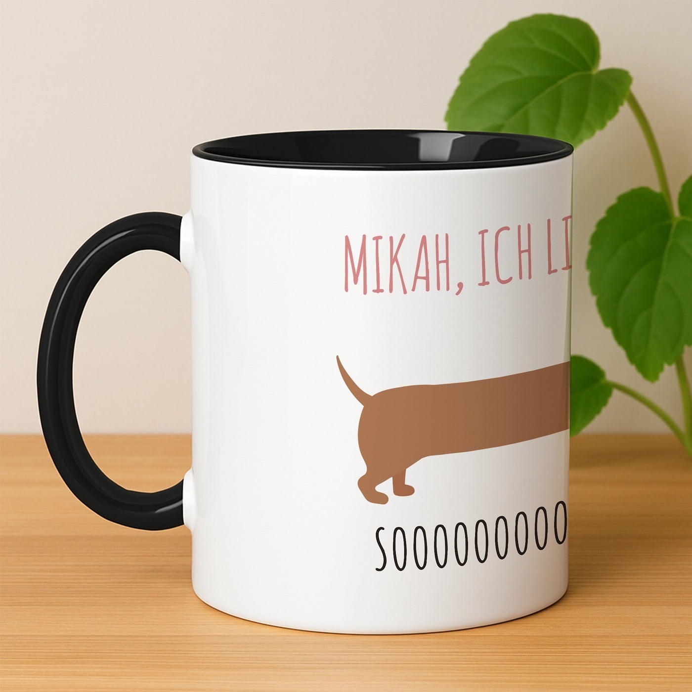 Kaffeebecher mit Aufdruck Weiß/Glänzend Innen Schwarz für sie eine Hundemutti