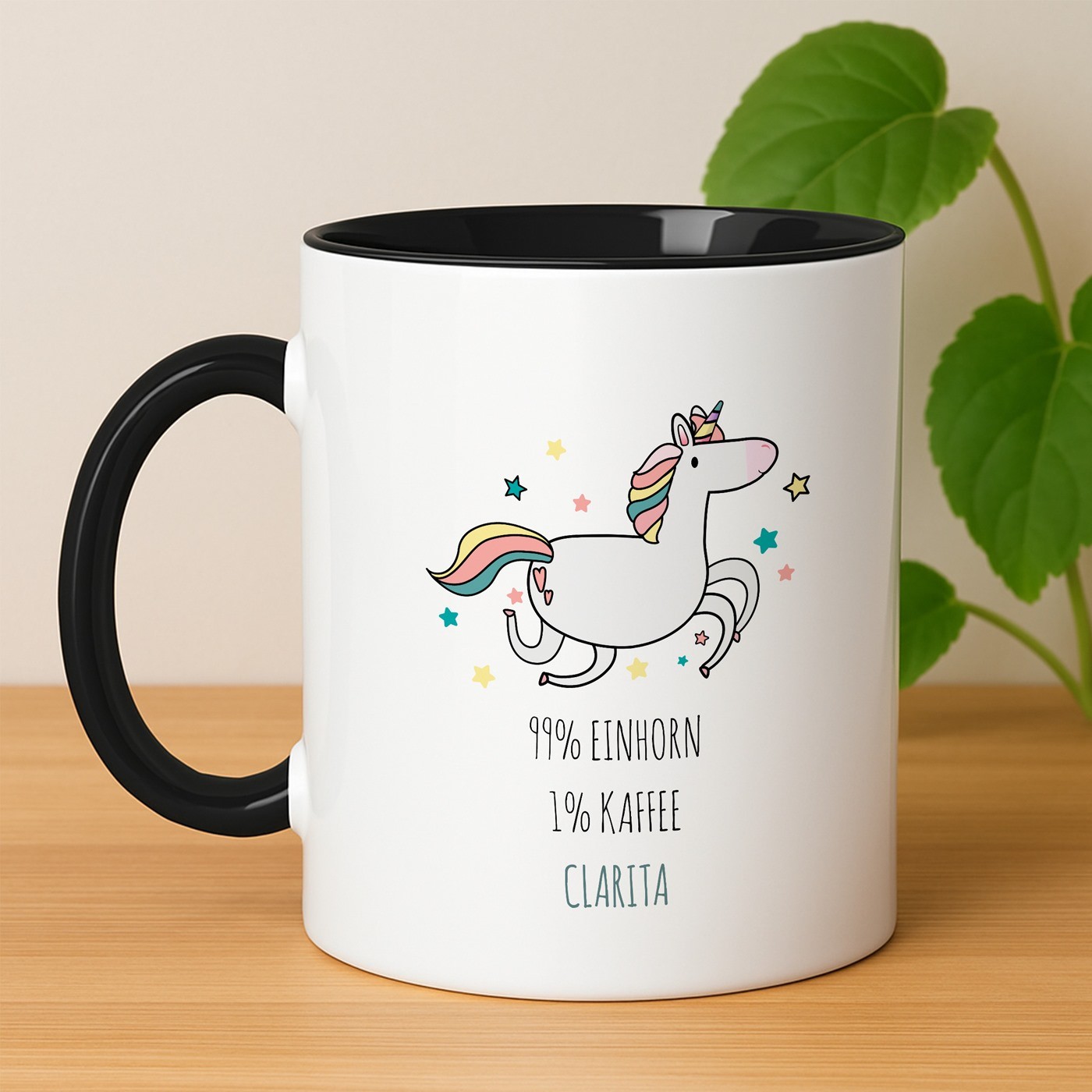Kaffeebecher mit Aufdruck Weiß/Glänzend Innen Schwarz für Ihre Tochter zum Kindertag