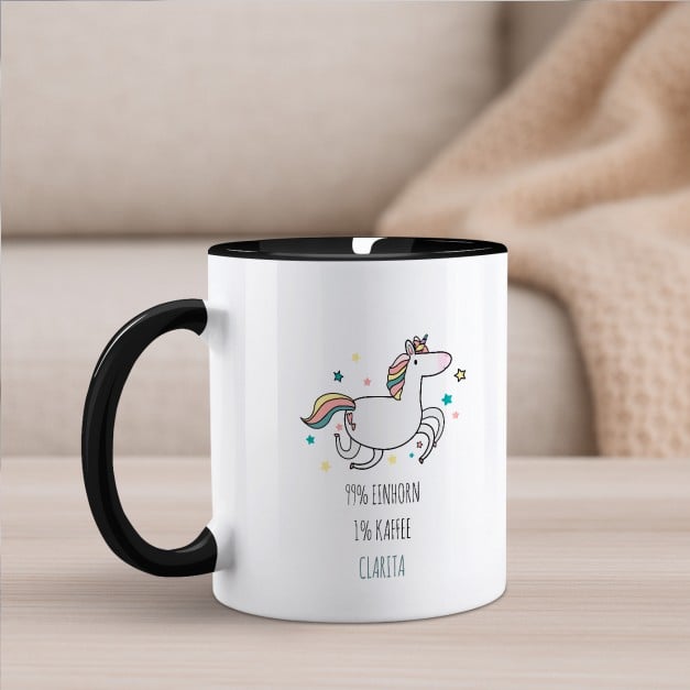 Kaffeebecher mit Aufdruck Weiß/Glänzend Innen Schwarz für Ihre Tochter zum Kindertag