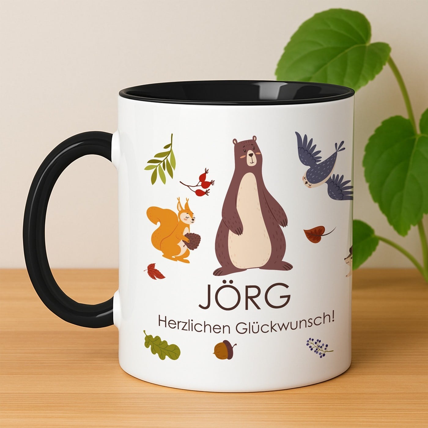 Kaffeebecher mit Aufdruck Weiß/Glänzend Innen Schwarz für Ihren Sohn zum Geburtstag