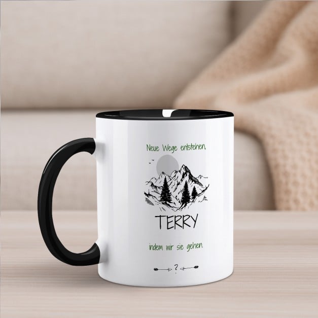 Kaffeebecher mit Aufdruck Weiß/Glänzend Innen Schwarz für Ihren Ehemann Weltenbummler