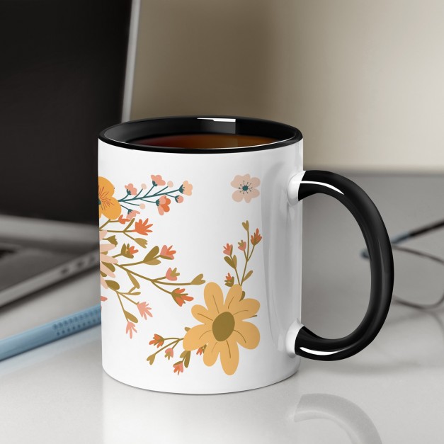 Kaffeebecher mit Aufdruck Weiß/Glänzend Innen Schwarz für Ihre Mama Oma beste Freundin