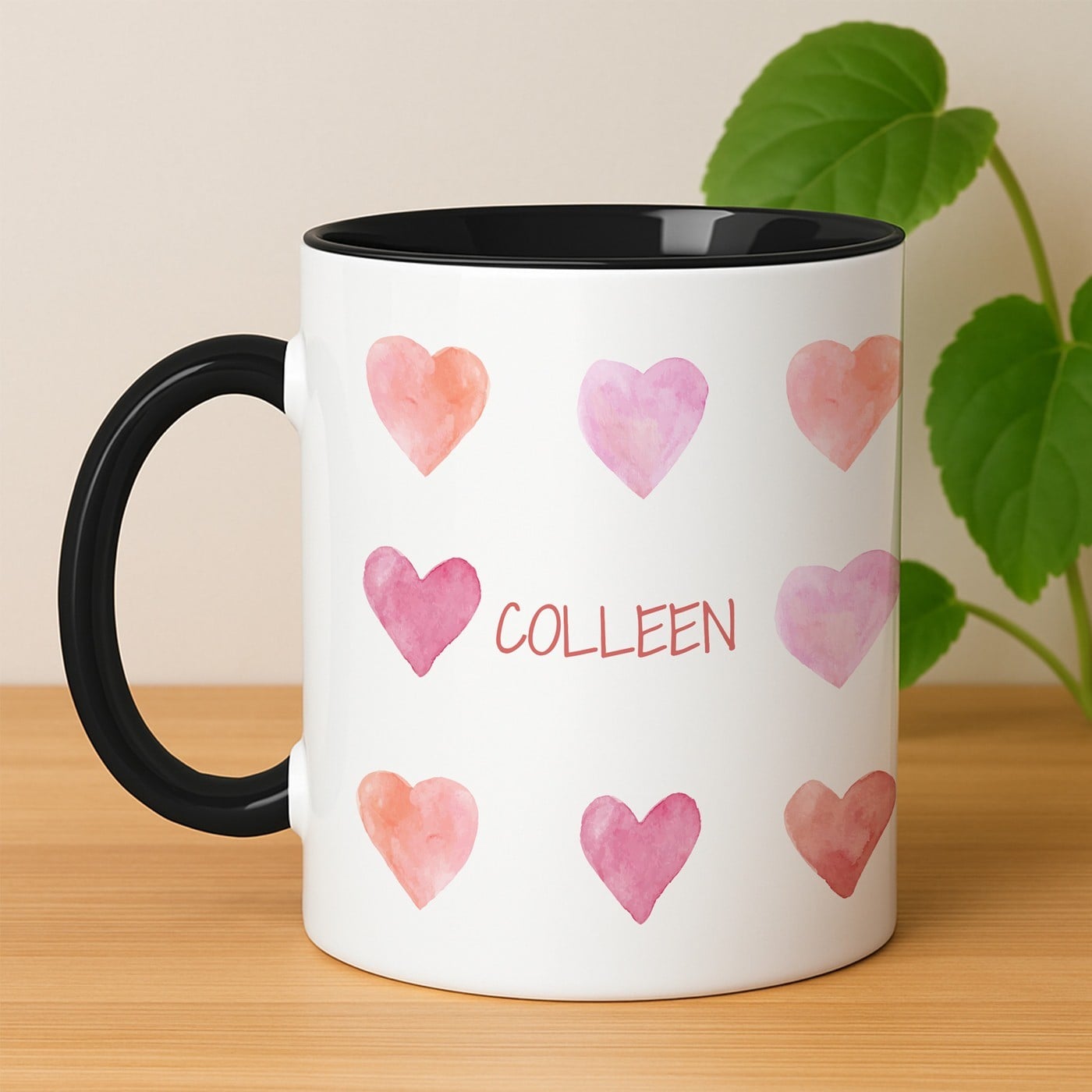 Kaffeebecher mit Aufdruck Weiß/Glänzend Innen Schwarz für Ihre Freundin zum Geburtstag