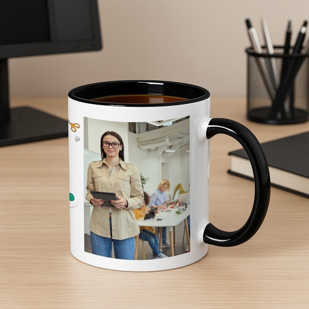 Kaffeebecher mit Aufdruck Weiß/Glänzend Innen Schwarz für Ihre Lehrerin als Dankeschön