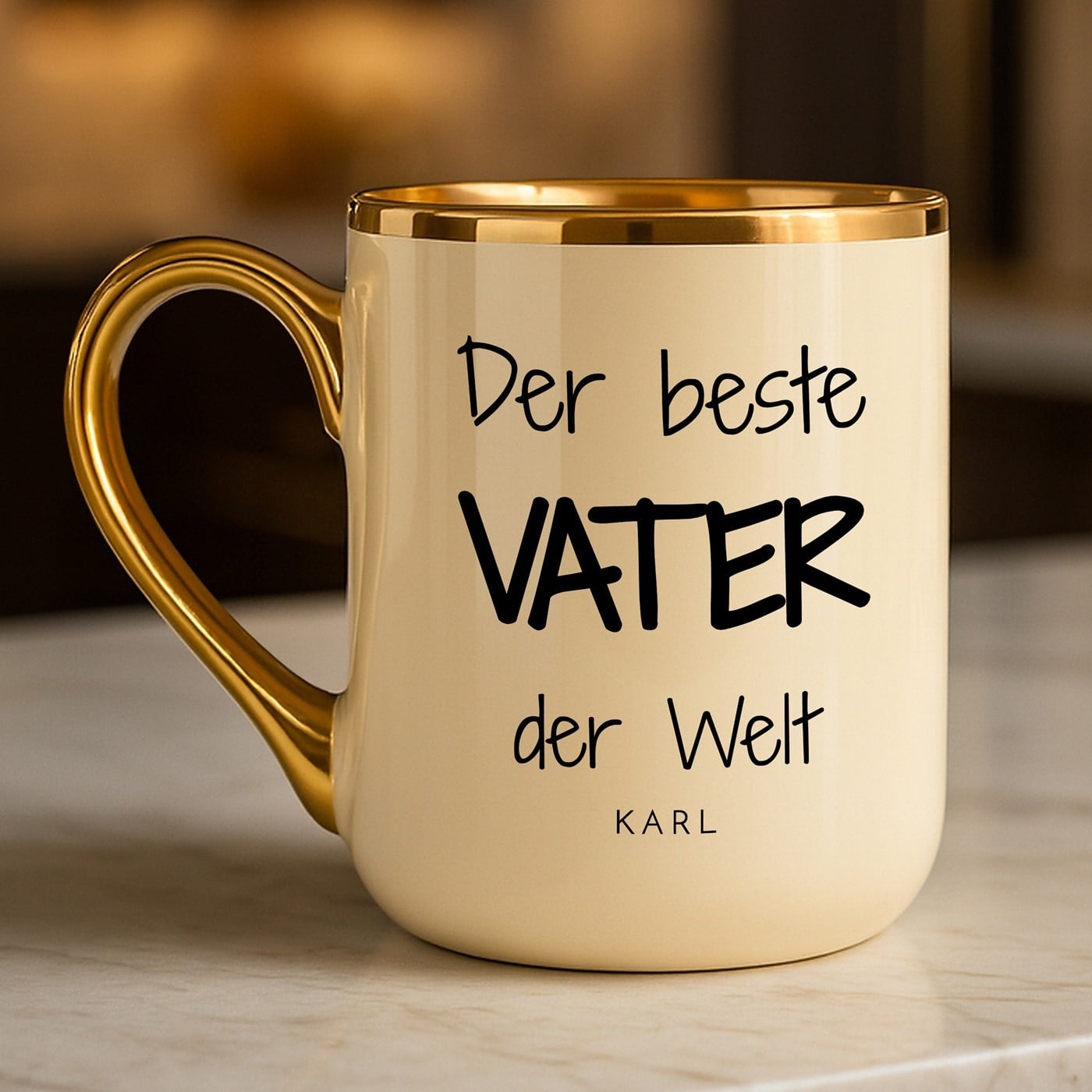 Kaffeebecher mit Goldakzenten und Aufdruck für Ihren Vater zum Vatertag, Geburtstag