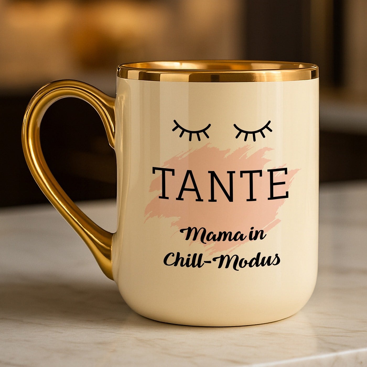 Kaffeebecher mit Goldakzenten und Aufdruck für Ihre Tante zum Geburtstag