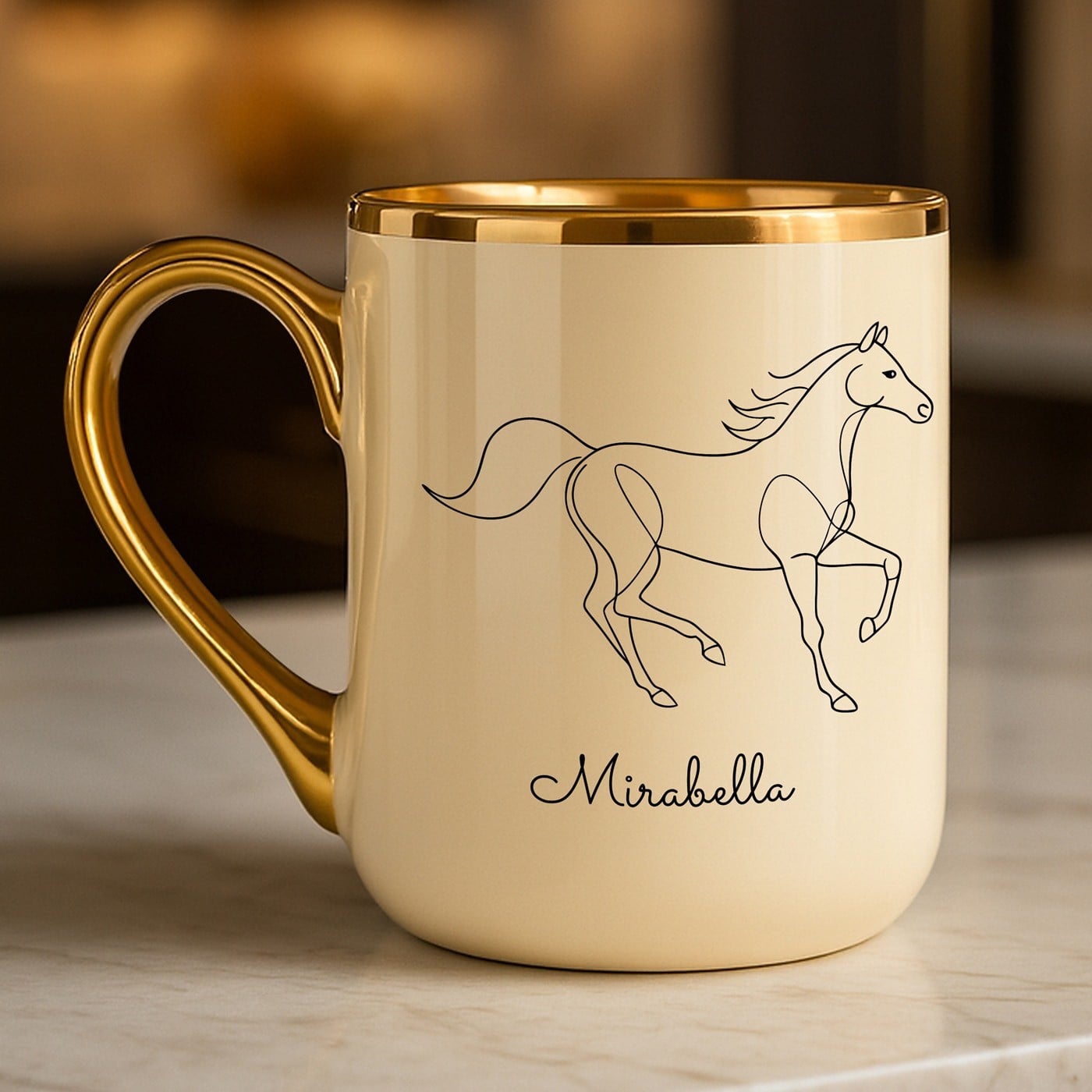 Kaffeebecher mit Goldakzenten und Aufdruck für Ihre Freundin zum Geburtstag
