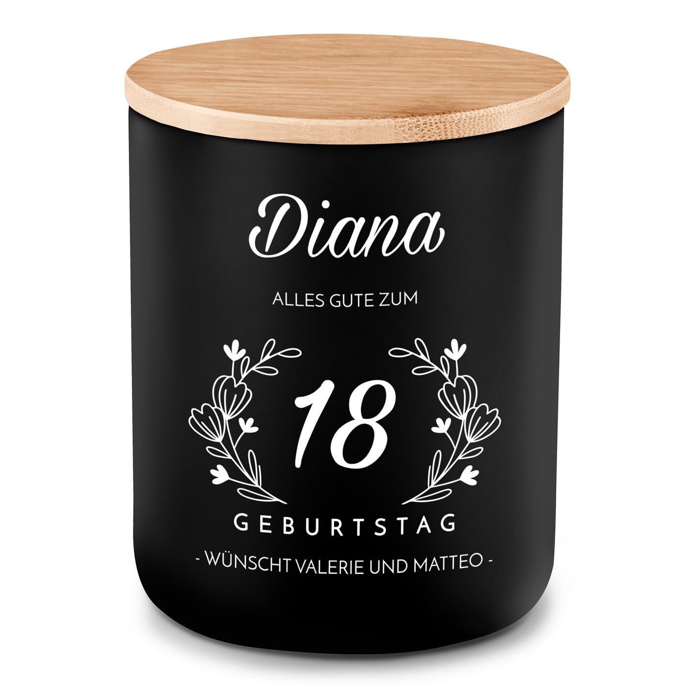 Die Soja-Duftkerze mit Gravur für sie zum 18. Geburtstag