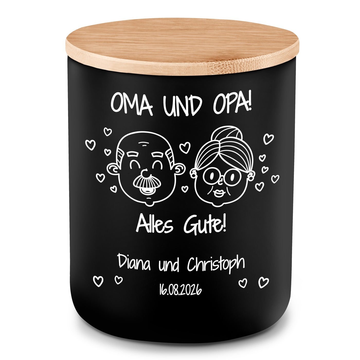 Die Soja-Duftkerze mit Gravur für Oma und Opa