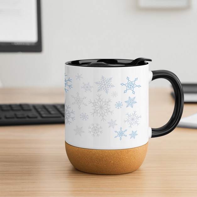 Kaffeebecher mit Aufdruck Weiß/Glänzend mit Korkboden für sie Freundin zu Weihnachten
