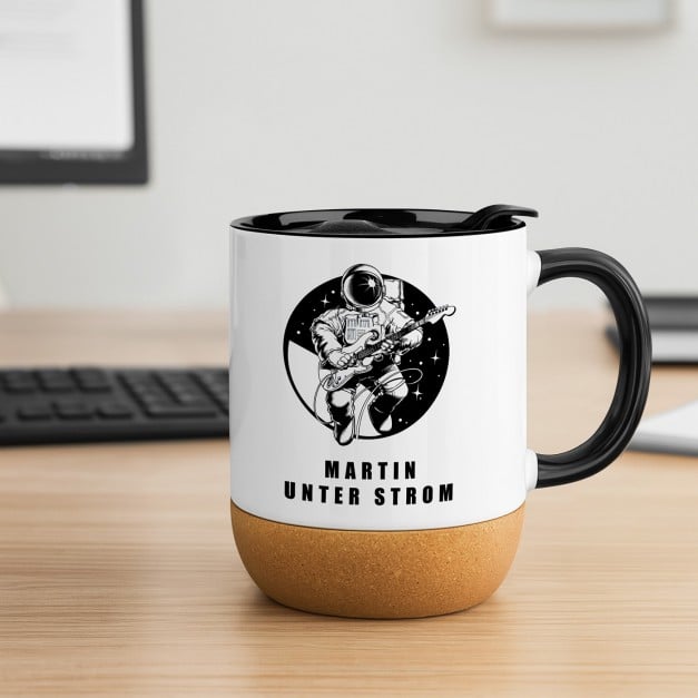 Kaffeebecher mit Aufdruck Weiß/Glänzend mit Korkboden für einen Gitarristen, Musiker