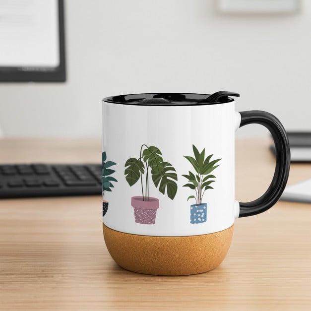 Kaffeebecher mit Aufdruck Weiß/Glänzend mit Korkboden für Ihre Freundin, Mama, Gärtnerin, Floristin