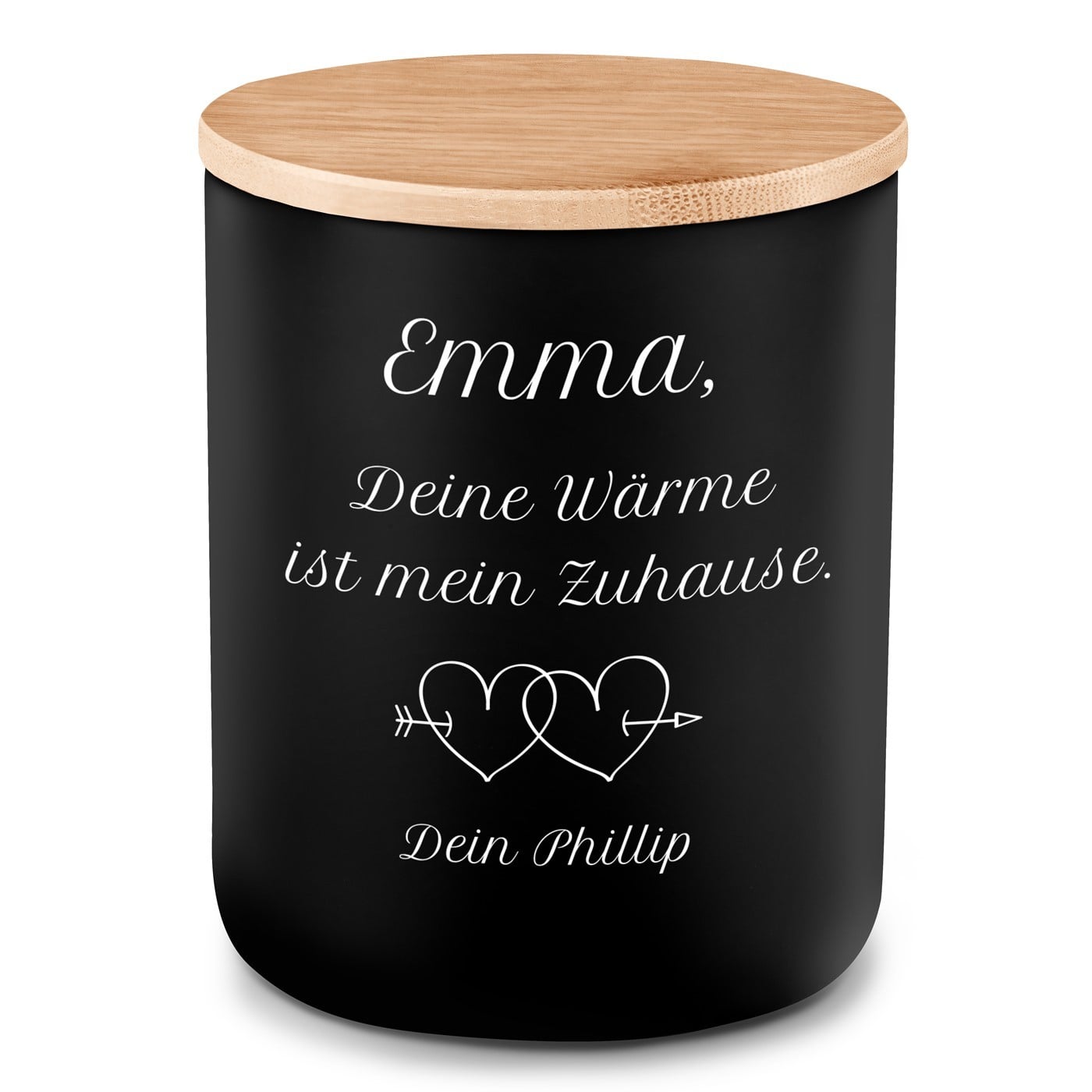 Die Soja-Duftkerze mit Gravur für sie zum Valentinstag