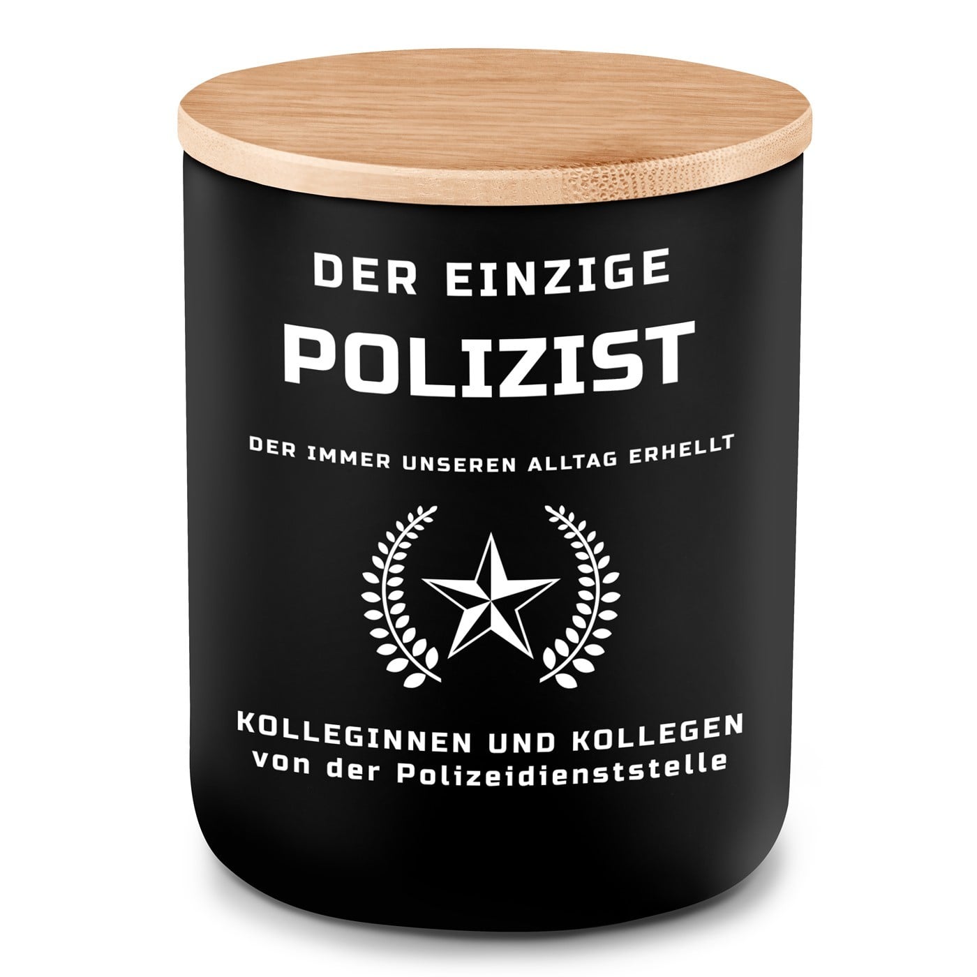 Die Soja-Duftkerze mit Gravur für einen Polizisten