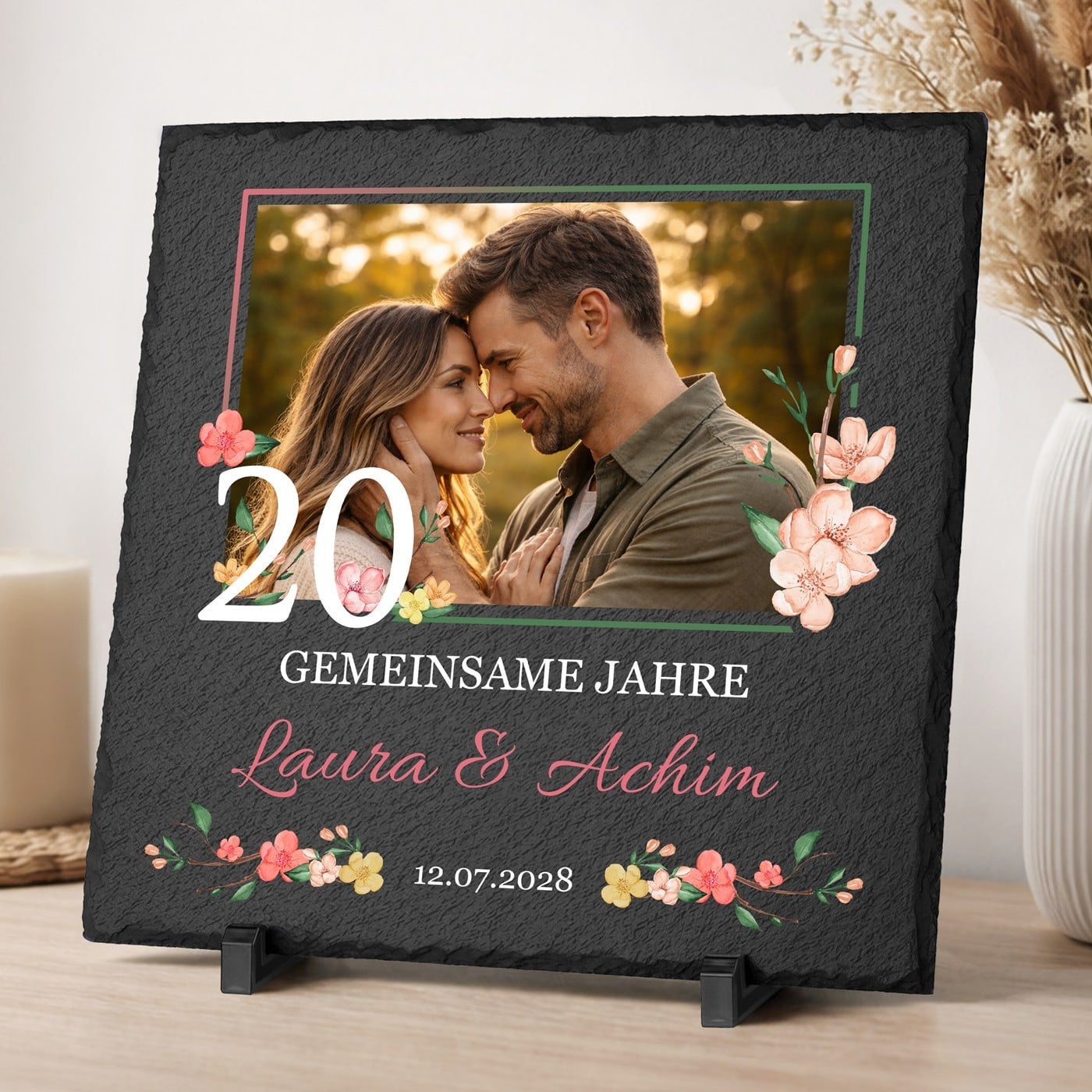 Schieferplatte mit Aufdruck für Ihre Ehefrau Ihren Ehemann zum 20. Hochzeitstag