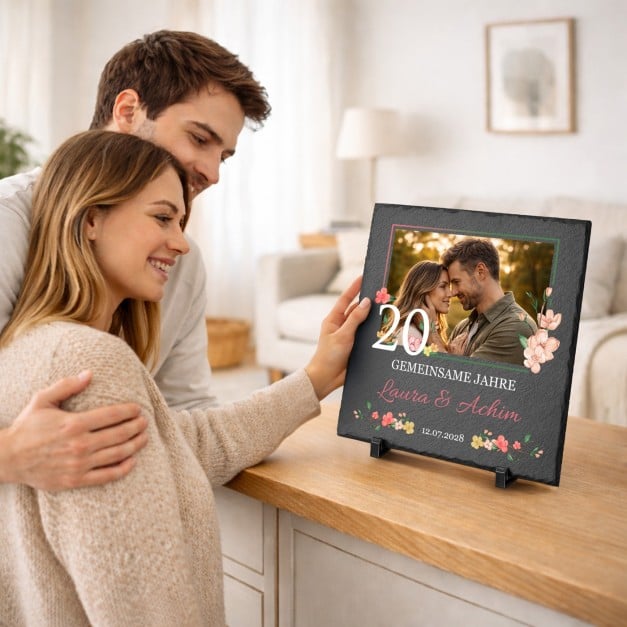 Schieferplatte mit Aufdruck für Ihre Ehefrau Ihren Ehemann zum 20. Hochzeitstag