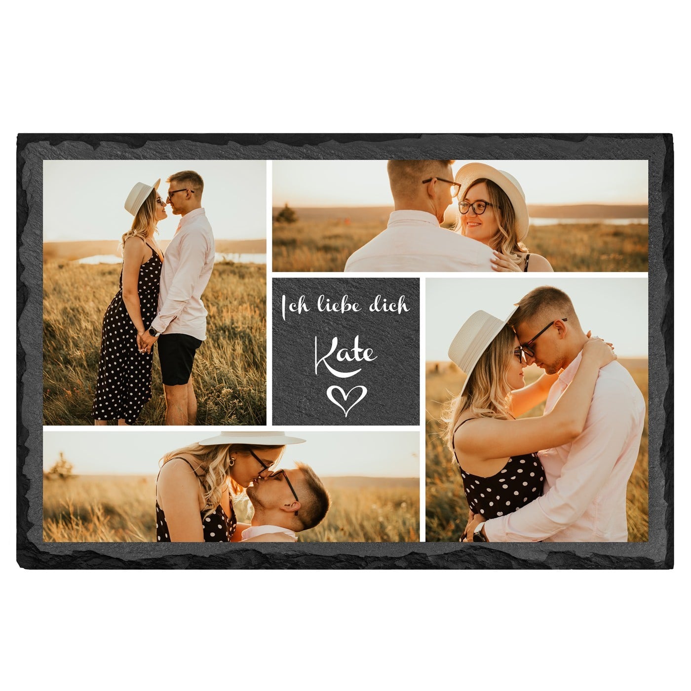 Eckige Schieferplatte mit Aufdruck für sie, ihn zum Jahrestag, Valentinstag