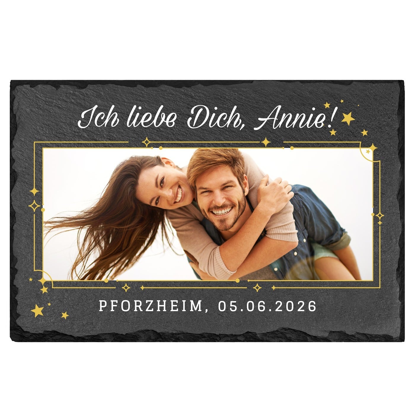Eckige Schieferplatte mit Aufdruck für Ihre Ehefrau zum Hochzeitstag Geburtstag