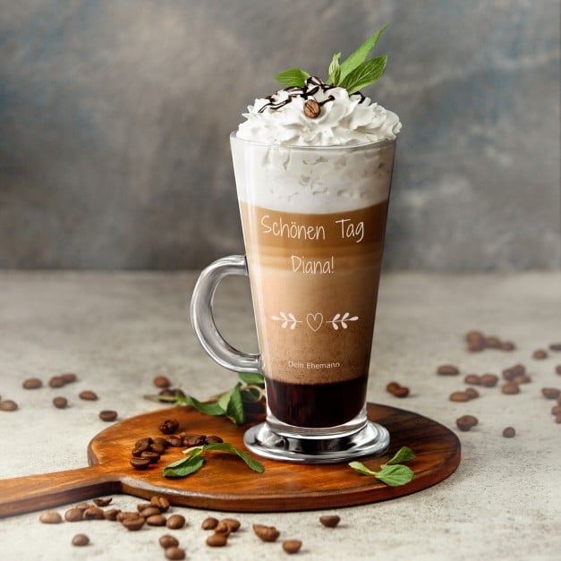 Kaffee Glas mit Gravur für Ihre Ehefrau zum Valentinstag, Hochzeitstag