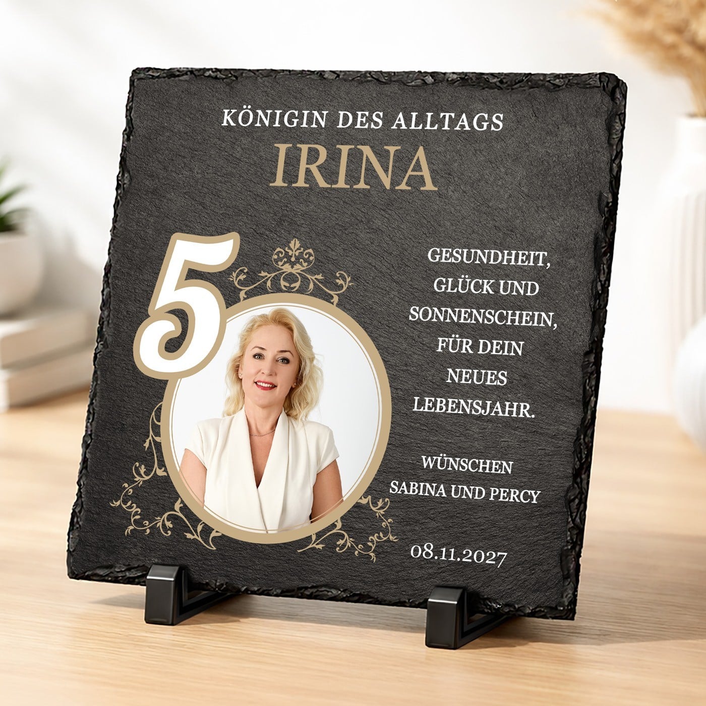 Rechteckige Schieferplatte mit Aufdruck für Ihre Mutter oder Kollegin zum 50. Geburtstag
