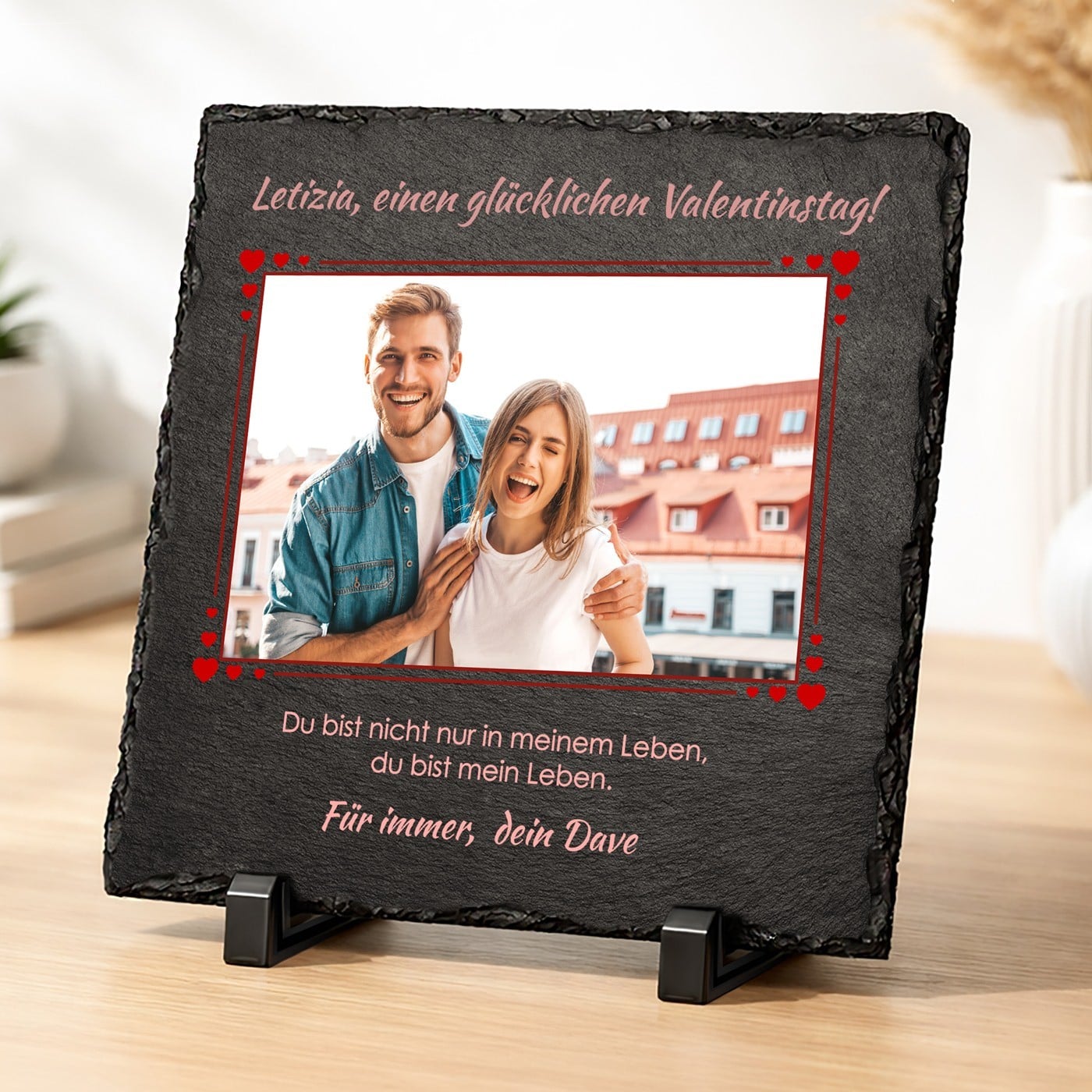 Rechteckige Schieferplatte mit Aufdruck für Ihre Frau zum Valentinstag oder Jahrestag