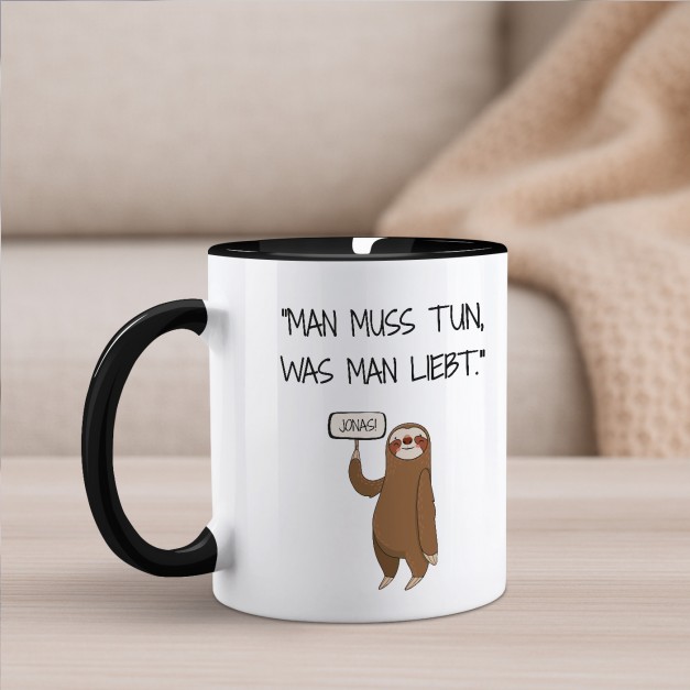 Kaffeebecher mit Aufdruck Weiß/Glänzend Innen Schwarz für Ihren Arbeitskollegen