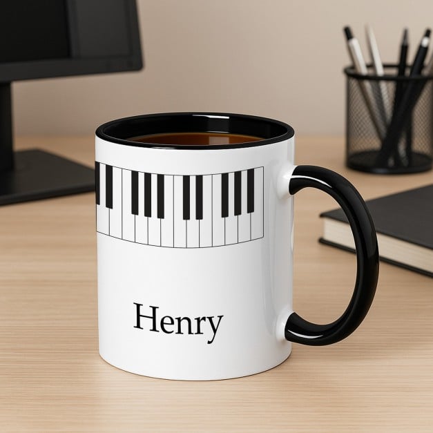 Kaffeebecher mit Aufdruck Weiß/Glänzend Innen Schwarz für einen Tonkünstler, Musiker