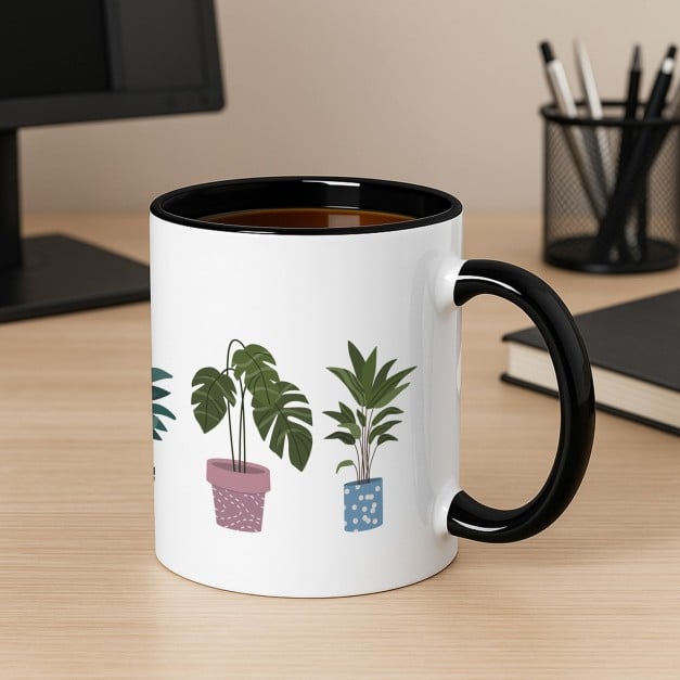 Kaffeebecher mit Aufdruck Weiß/Glänzend Innen Schwarz für Ihre Oma, Mama, Gärtnerin