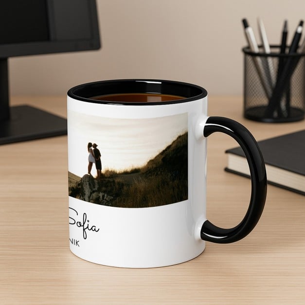 Kaffeebecher mit Foto Weiß/Glänzend Innen Schwarz für Ihre Ehefrau Freundin zum Jahrestag Geburtstag