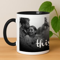 Kaffeebecher mit Foto Weiß/Glänzend Innen Schwarz für sie ihn