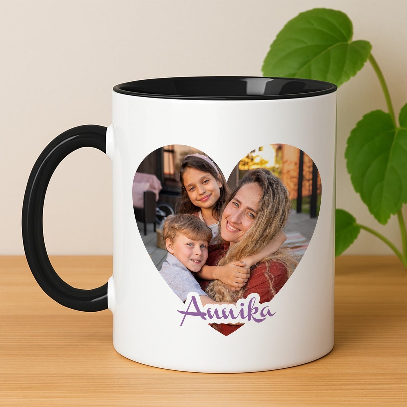 Kaffeebecher mit Foto Weiß/Glänzend Innen Schwarz für Ihre Mama zum Geburtstag