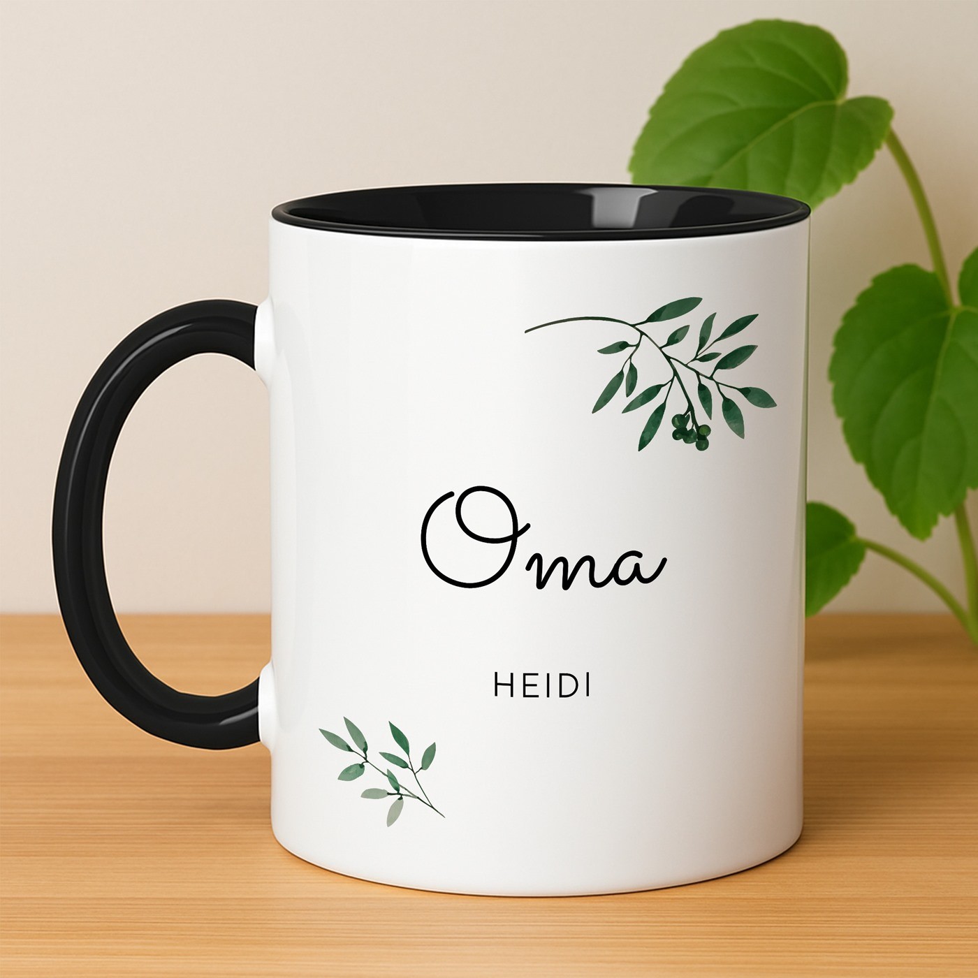 Kaffeebecher mit Foto Weiß/Glänzend Innen Schwarz für Ihre Oma zum Geburtstag