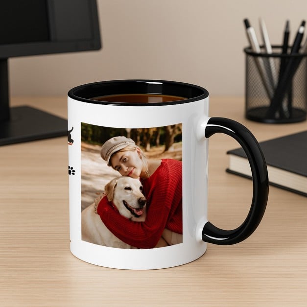 Kaffeebecher mit Foto Weiß/Glänzend Innen Schwarz für eine Hundemama