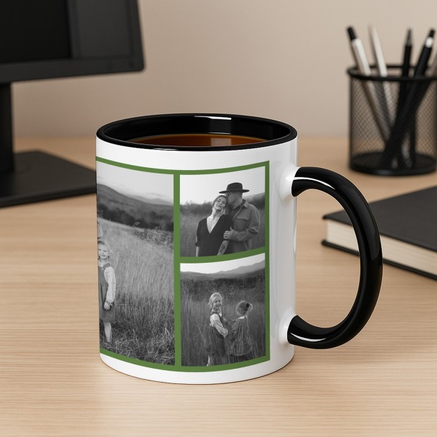 Kaffeebecher mit Foto Weiß/Glänzend Innen Schwarz für Ihre Eltern zum Weihnachtsfest