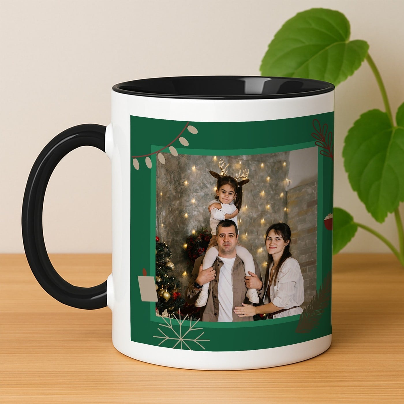 Kaffeebecher mit Foto Weiß/Glänzend Innen Schwarz zu Weihnachten
