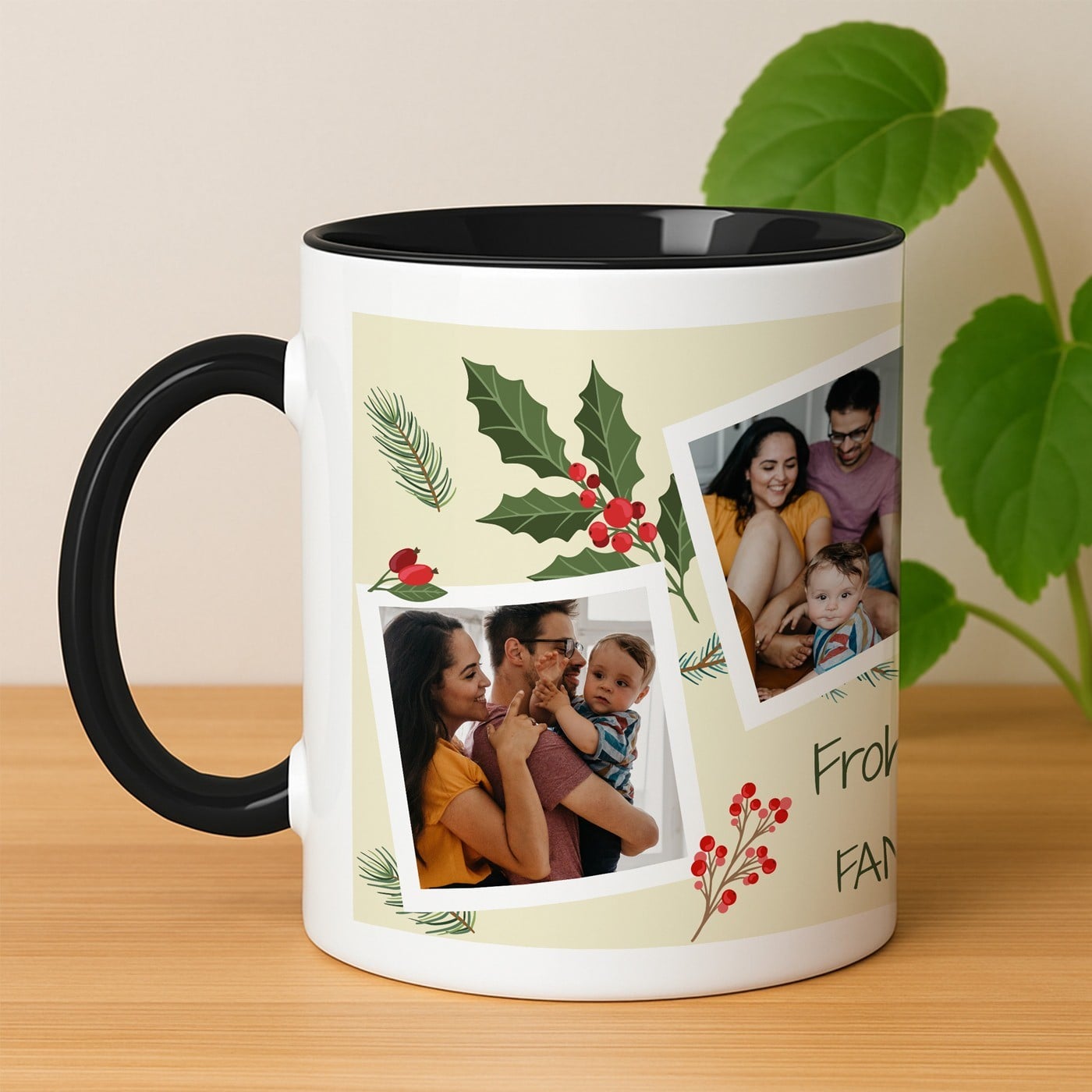 Kaffeebecher mit Foto Weiß/Glänzend Innen Schwarz für ihn sie zu Weihnachten