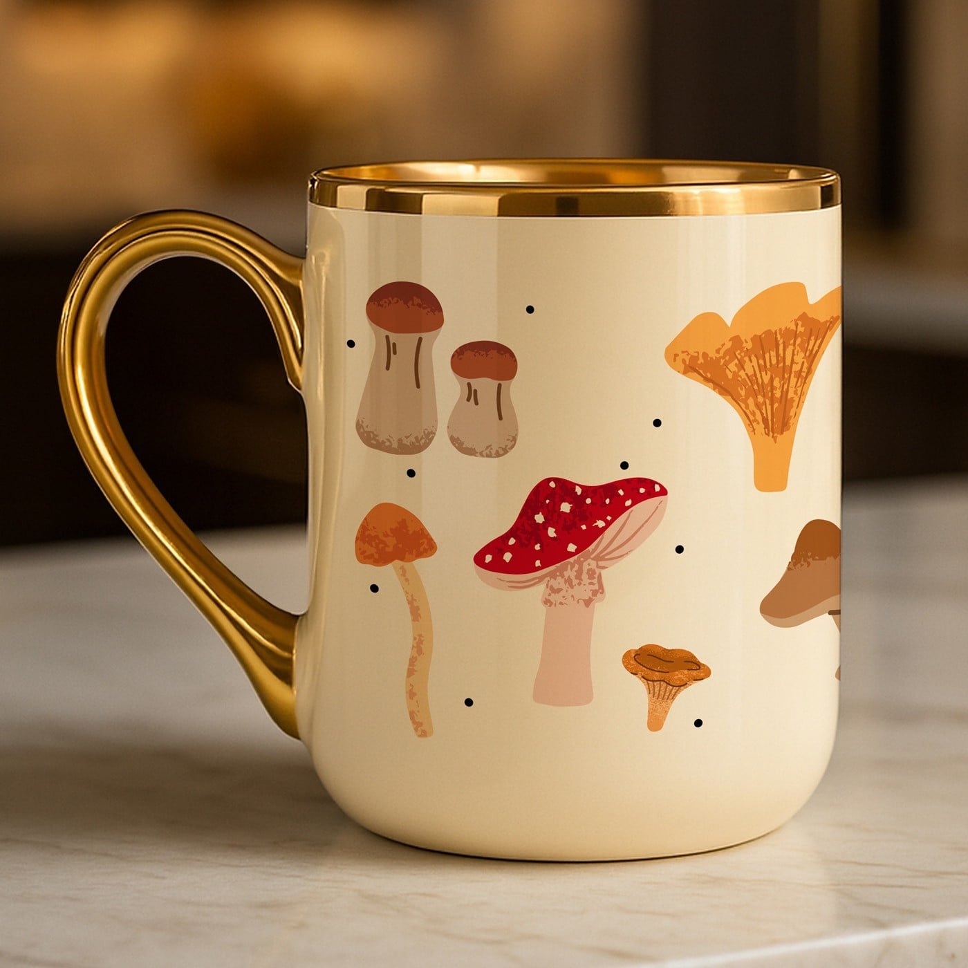 Kaffeebecher mit Goldakzenten und Aufdruck für sie zum Geburtstag