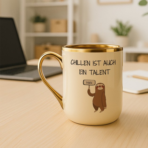 Kaffeebecher mit Goldakzenten und Aufdruck für Ihren Arbeitskollege zum Geburtstag, Jubiläum