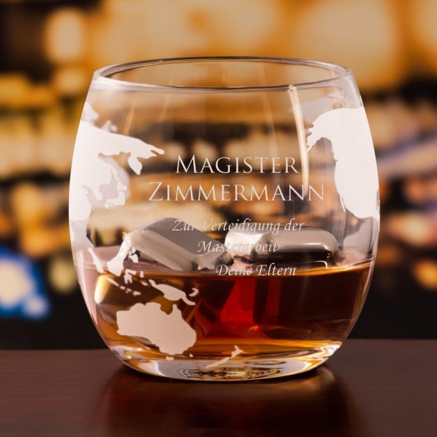 Whisky Karaffe in Schiffsform mit 4 Gläsern für einen Studenten zum Masterabschluss