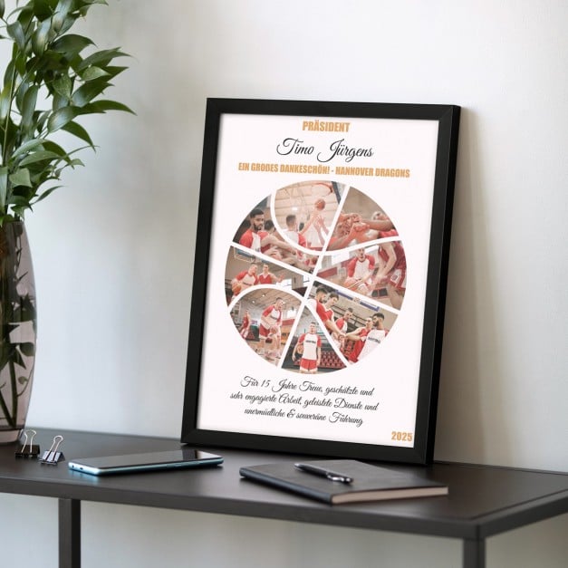 Personalisiertes Wandbildposter mit eigenem Foto für einen Basketballspieler