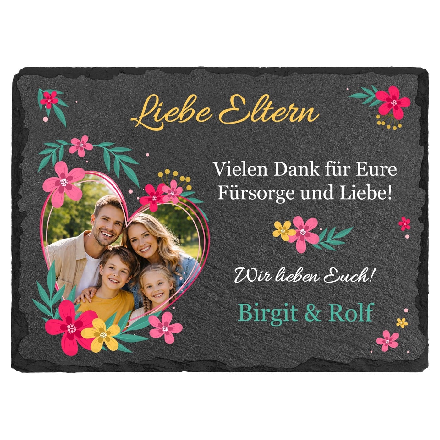Schiefertafel mit Aufdruck für  Ihre Eltern als Dankeschön
