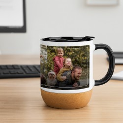Kaffeebecher mit Foto Weiß/Glänzend mit Korkboden für Ihren Vater zum Geburtstag