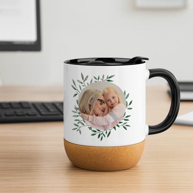 Kaffeebecher mit Foto Weiß/Glänzend mit Korkboden für Ihre weltbeste Oma