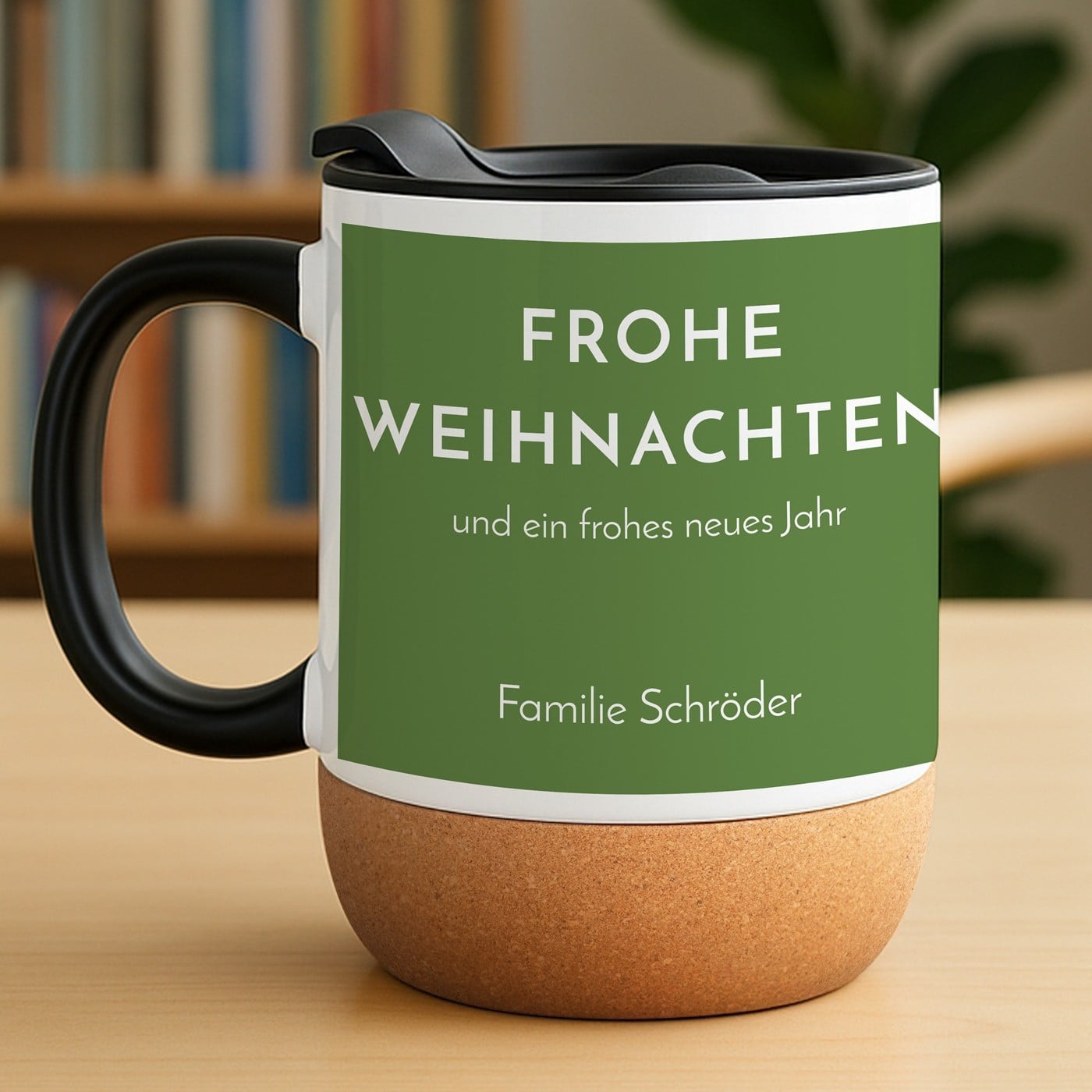Kaffeebecher mit Foto Weiß/Glänzend mit Korkboden für Ihre Eltern zu Weihnachten