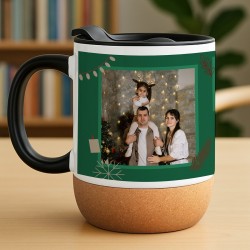 Kaffeebecher mit Foto Weiß/Glänzend mit Korkboden zu Weihnachten