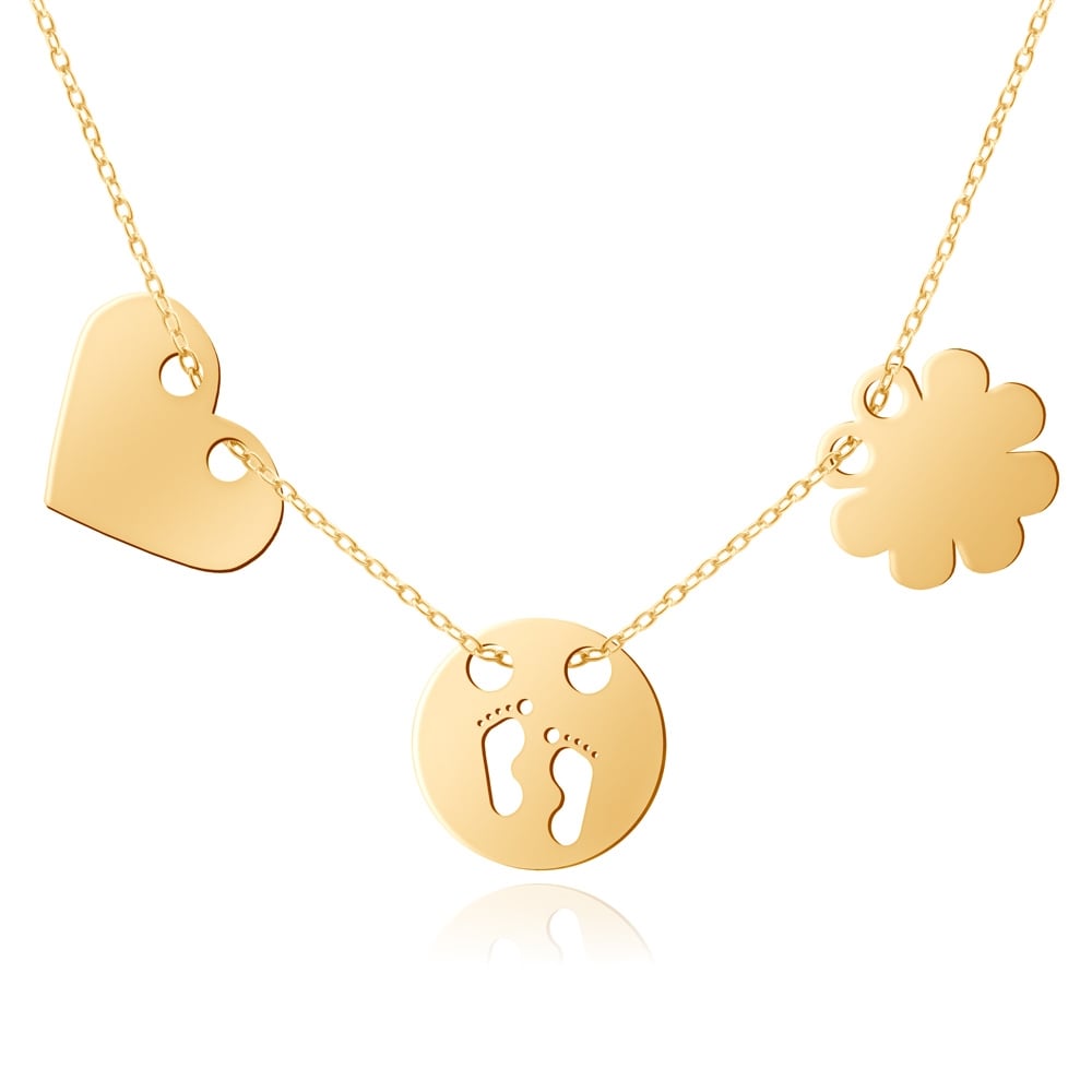 Promi Damenhalskette mit Trio-Anhänger aus 333er Gold in exklusiver Geschenkbox mit Gravur