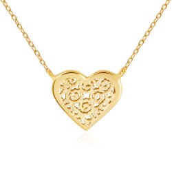Promi Damenhalskette aus 333er Gold mit Boho Herzanhänger in exklusiver Geschenkbox mit Gravur
