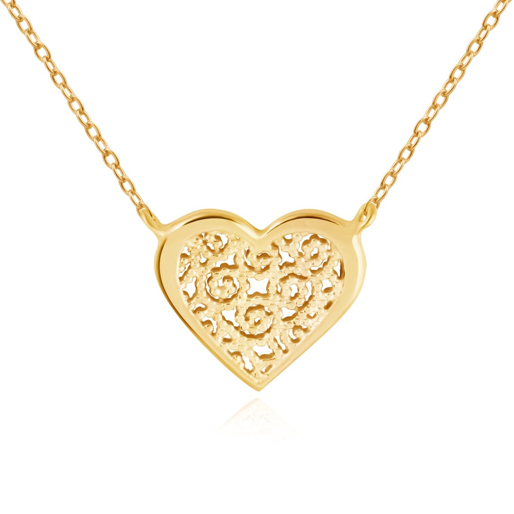 Promi Damenhalskette aus 333er Gold mit Boho Herzanhänger in exklusiver Geschenkbox mit Gravur