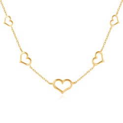 Promi Damenhalskette mit Herzanhängern aus 333er Gold in exklusiver Geschenkbox mit Gravur