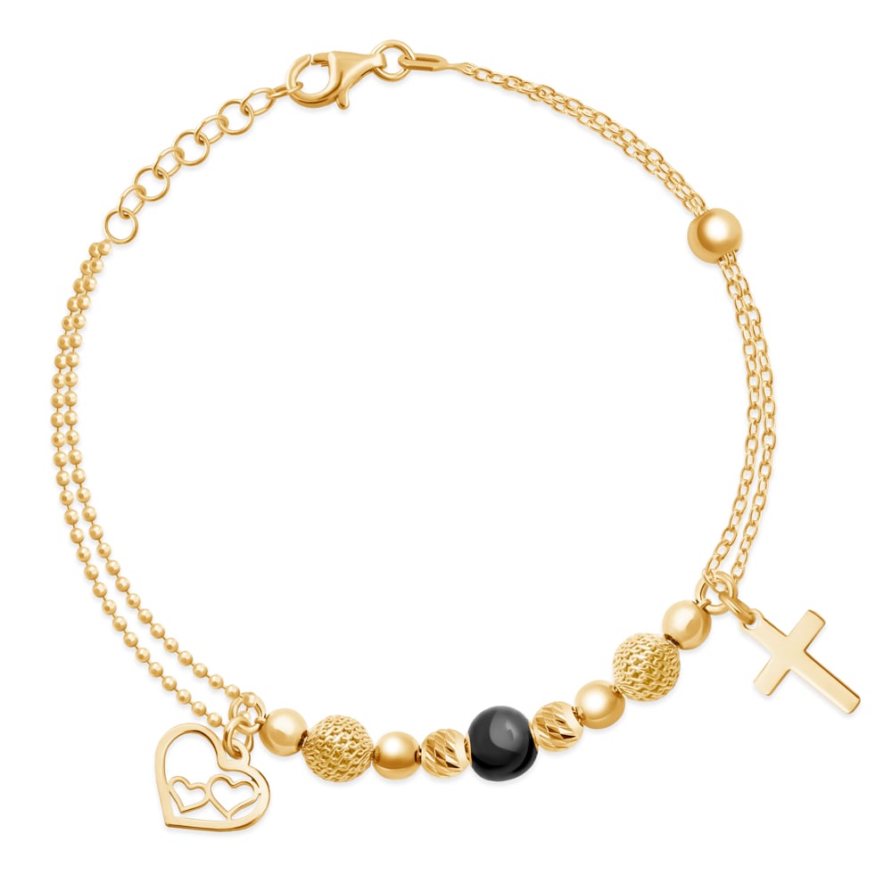 Damen 2-Anhänger-Armband aus vergoldetem 925er Sterlingsilber in exklusiver Geschenkbox mit Gravur